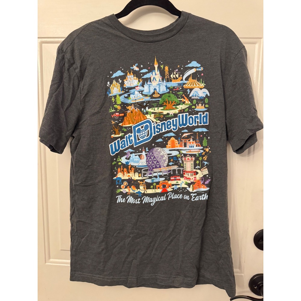 Walt Disney World Attractions Map & Opening Dates T-Shirt Gray Medium